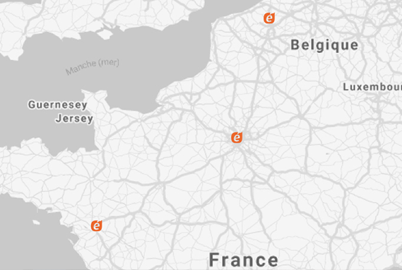 Présence multi-régionale de CAD Equipement à Paris, Nantes et Lille.