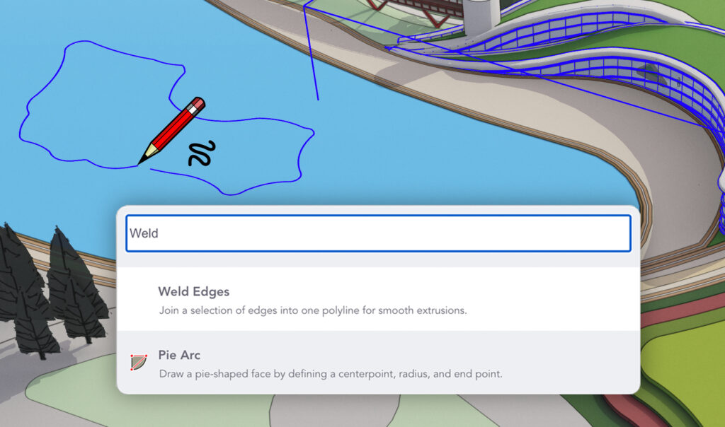 Outil barre de recherche dans SketchUp 2022