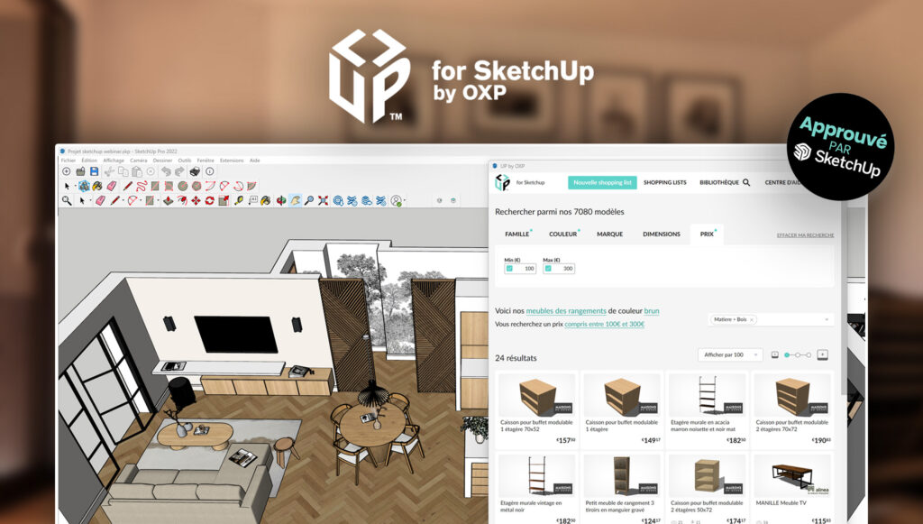 Up for SketchUp : bibliothèque multimarques de mobilier​ pour architectes d'intérieur